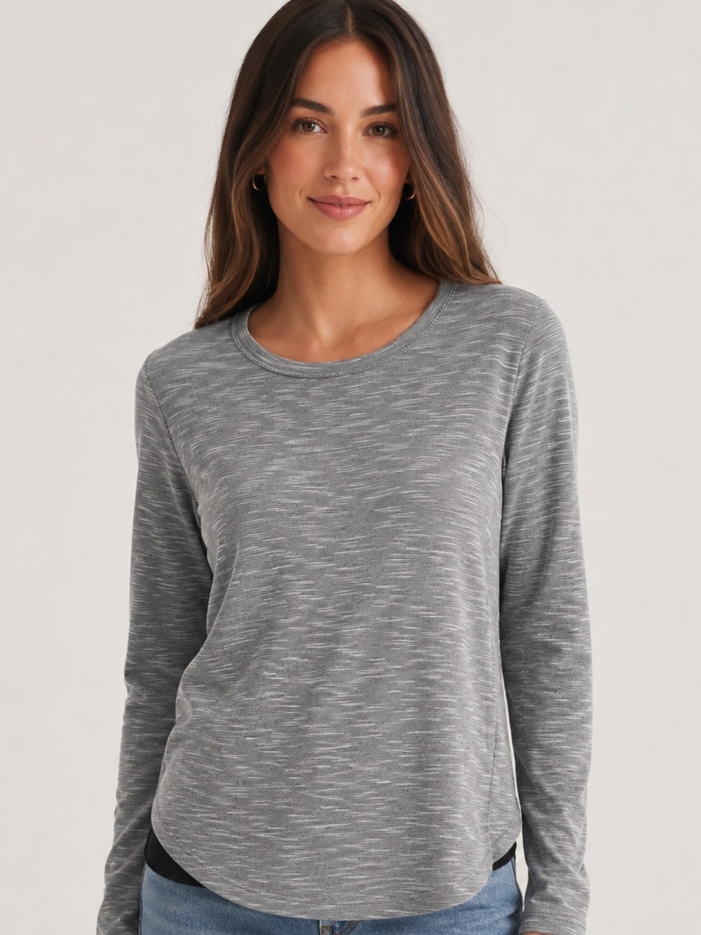 Abercrombie & Fitch Gray Layered Open Back Long Sleeve Top Size Medium